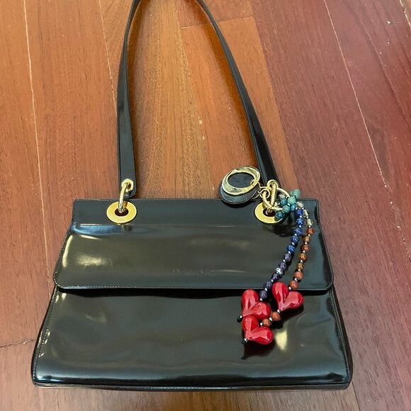 Christian Dior patent flap leather bag espresso brown color - Picture 1 of 8